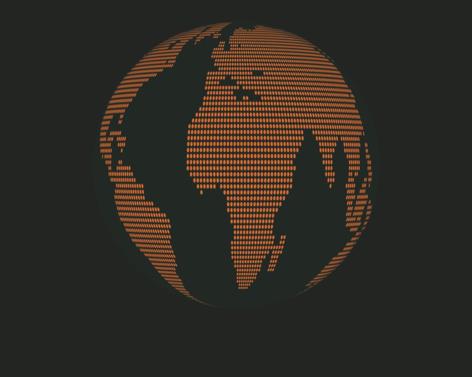 Dot matrix globe centred on Africa representing local and international sourcing